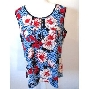 Perseption Concept Women's Sleeveless Multi Color Floral Print Shirt Size Lg.